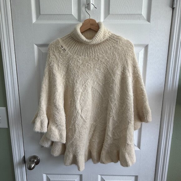 Anthropologie Poncho Style Cream Colored Women's Sweater - Picture 1 of 15